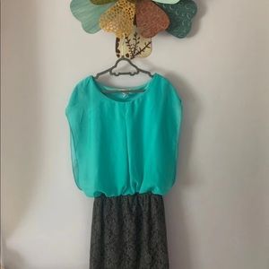 Teal and gray dress